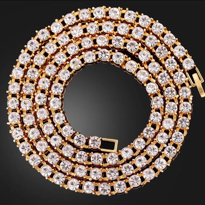 Zara Gold Halo Round Cut Eternity Clear Crystals Chocker Necklace Tennis